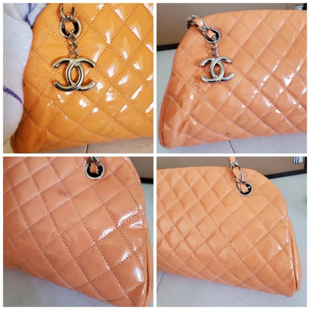 CHANEL Orange Patent Mademoiselle Bowling … - Picture 10 of 14